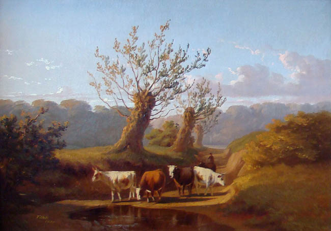 Thomas Hill - Riverbed, Driving Cows to Water, 1855